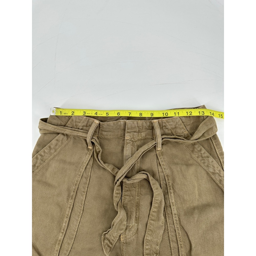 MOTHER The Chute Paperbag Shorts Olive Green High Waist Tie Belt Womens 26 - Picture 11 of 14